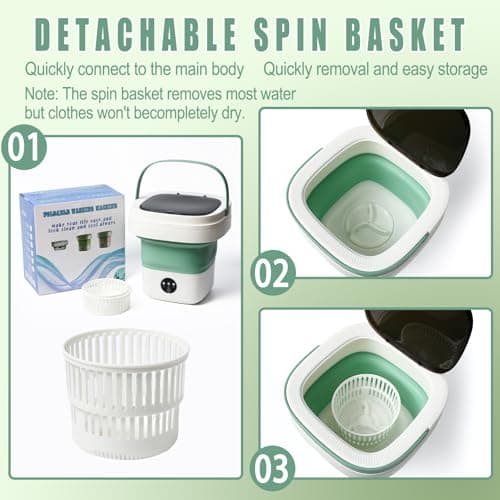 PXNTLA Mini Portable Foldable Washer - 16L Portable Washing Machine, Spin dryer, Small Folding Washing Machine 3 Cleaning Modes for Baby Clothes/Intimate Apparel, for Travel, Home — view 4