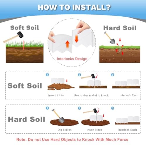Vashly 20Pcs White Garden Edging Border,20Ft Garden Landscape Edging Borders,Plastic Landscape Edging,Lawn Edging Border with 20Pcs Anchoring Stakes Kits for Lawn,Flower Garden Outdoor Patio Pathway — view 3