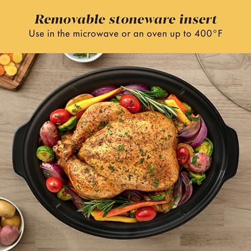 Crock-Pot 7-Quart Manual Slow Cooker, Family Size Serves 8+ People & Fits 6-lb Roast, Removable Stoneware with Warming Setting, Dishwasher Safe for Easy Cleanup, Stainless Steel — view 5