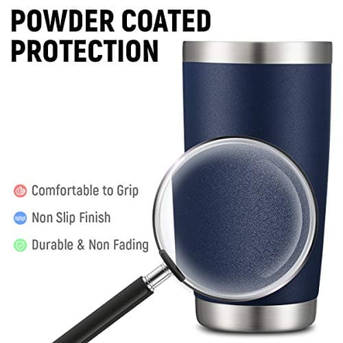 COMOOO 20oz Stainless Steel Navy Tumbler Bulk with Lid & Straw Insulated Coffee Tumbler Cup Double Wall Vacuum Travel Mug for Cold Drinks & Hot Beverage (Navy, 4 Pack), Navy Blue — view 3