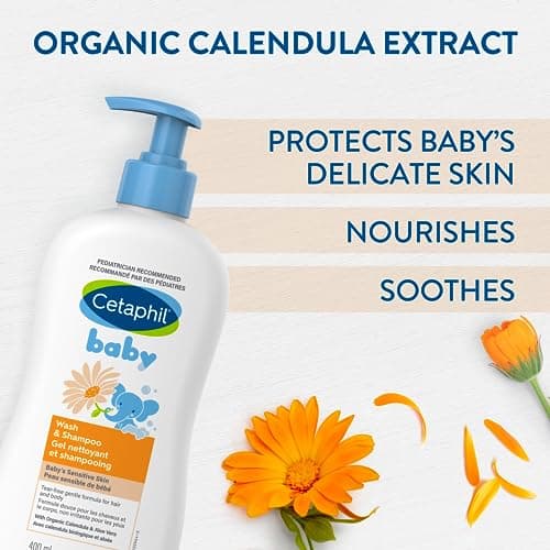 Cetaphil Baby Wash & Shampoo With Organic Calendula - Tear Free - Paraben, Colourant and Mineral Oil Free - 400ml Pump — view 4
