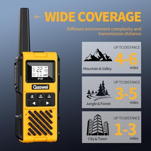 Gaswei G1pro Walkie Talkies Long Range for Adults, Rechargeable Heavy Duty Walkie Talkie with Doulbe PTT, 2 Way Radio, VOX for Farms, Warehouse, Fishing, Camping, Hunting - 4 Pack — view 4