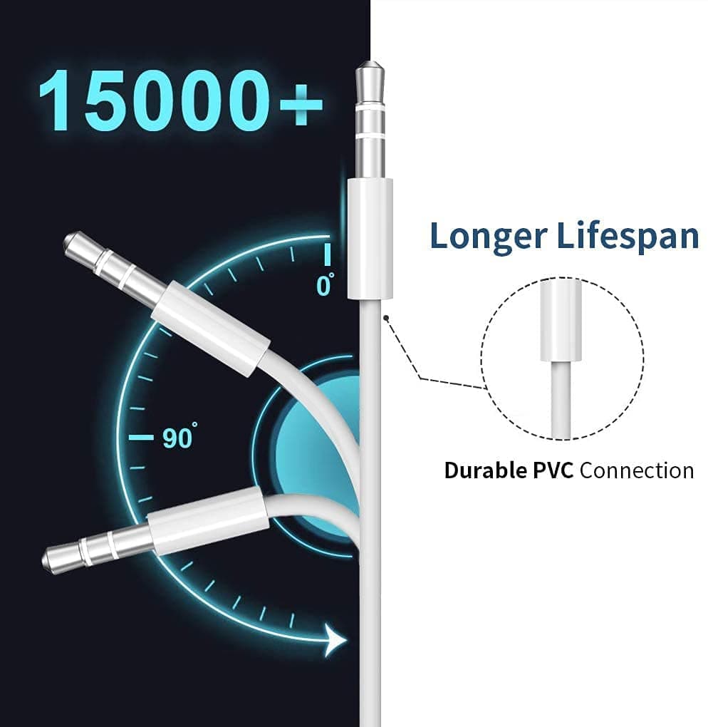 Aux Cable for iPhone in Car 3.5mm Aux Cord Compatible with iPhone 14/14 Pro/14Pro Max/13/13 Pro/12/12 Pro/11 Pro/11/Xs/XR/X/8/7 for Car Stereo/Headphones/Speaker Support All iOS System-White(1M) — view 4