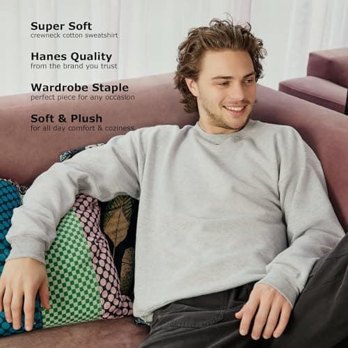 Hanes Men's EcoSmart Sweatshirt, Black, Large — view 6