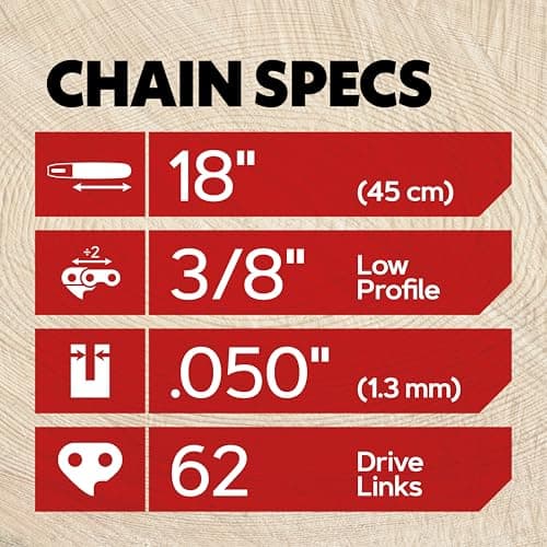 Oregon Chainsaw Chain for 18" Bar, 3/8" LP, .050" Gauge, 62 Drive Links — view 2