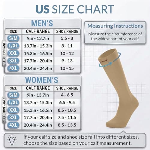 360 RELIEF 2 Pairs Compression Socks for Women & Men - 15-20 mmHg Travel Flight Socks – Graduated Support - Ideal for Running, Cycling & during Maternity, S/M, Beige + Laundry Bag — view 2