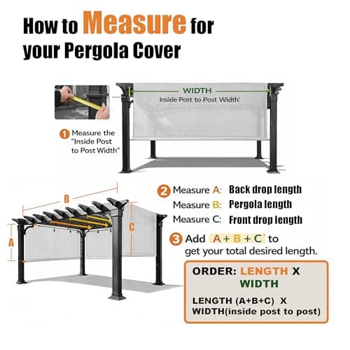 Alion Home Waterproof Pergola Cover - Universal Replacement Canopy for Pergola (15' x 6.5', Beige)