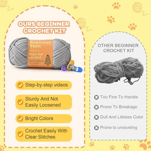 Zepiany Crochet Kit for Beginners, Crochet Cat Beginner Crochet Kit for Adults, Amigurumi Crochet Animals Cat Crafts Crochet Kits, Easy Knitting Kit Galentines Day — view 4