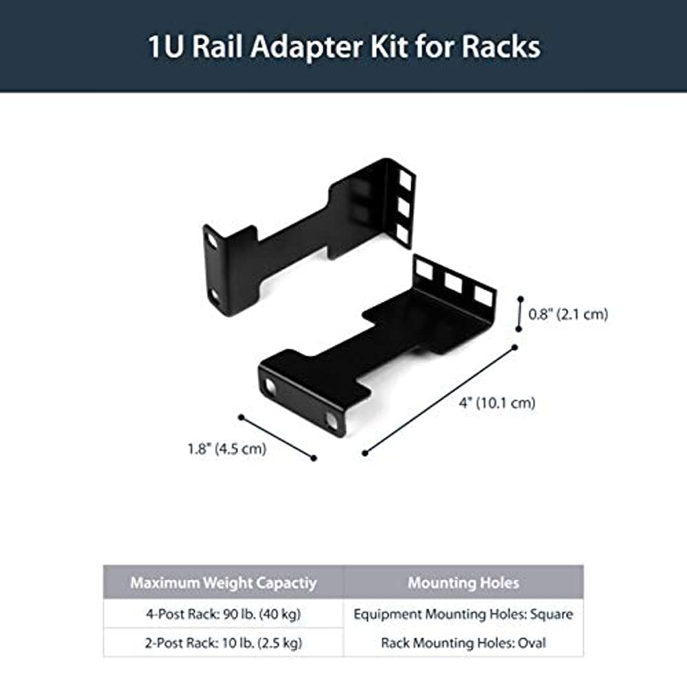 StarTech.com Juego Adaptador de Profundidad de Carril para Racks de Servidores, Extensor de 10cm, Se Ajusta a TAA, 1U, Kit Adaptador, Extensor de Rack de Redes (RDA1U) — view 2