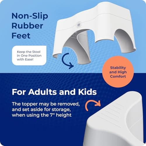 Squatty Potty The Original Bathroom Toilet Stool - Adjustable 2.0, Convertible to 7" or 9" Height with Removable Topper for Adults and Kids White — view 6