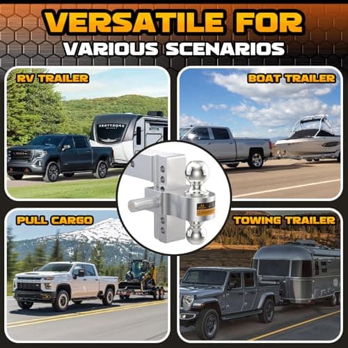 Mmtowus Adjustable Trailer Hitch -Drop Hitch Fit 2.5" Receiver-6" Drop/Rise — view 6