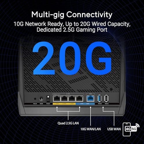 ASUS RT-BE86U WiFi 7 Gaming Router, 10G WAN, 6.8 Gbps, Mesh VPN Compatible — view 4