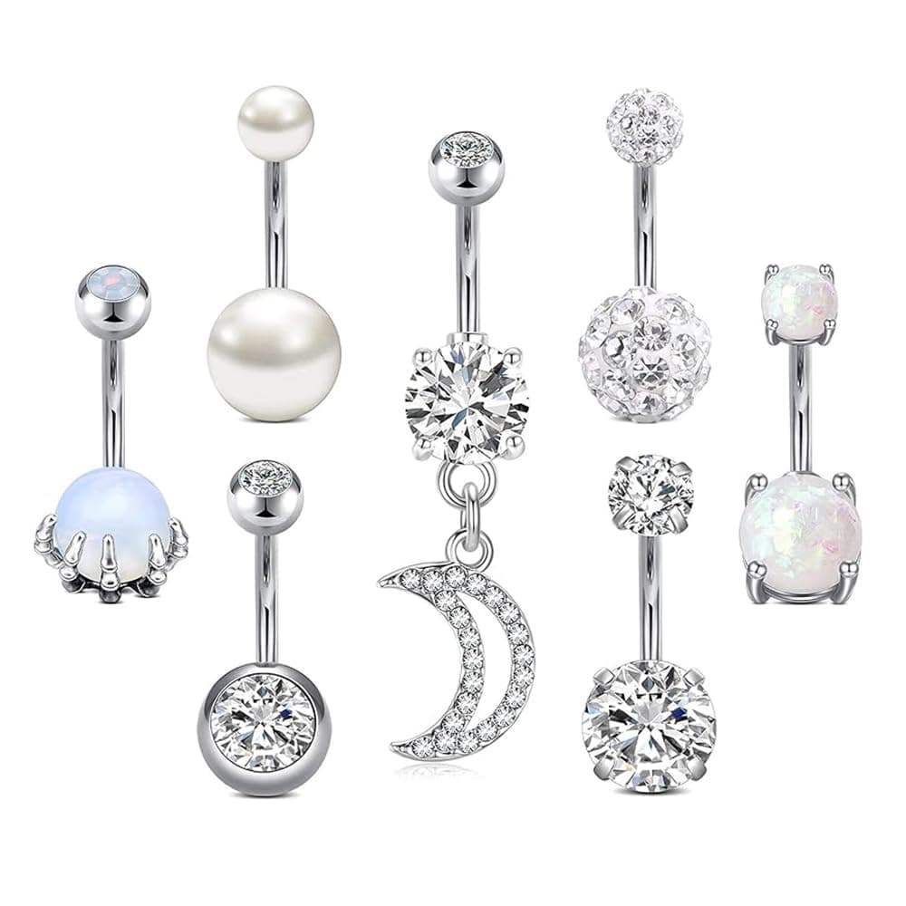 Crdifu Pack of 5 Stainless Steel Belly Button Ring Set 14 Gauge 10mm Barbell Navel Bars Piercing Jewellery — view 18