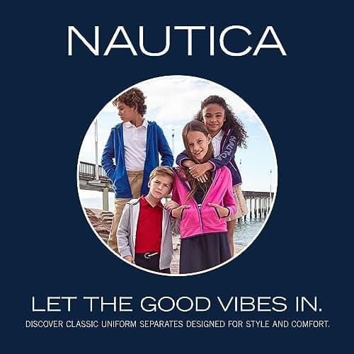 Nautica Girls School Uniform Pull-on with Undershorts, Poplin Style Button Pockets, Wrinkle & Fade Resistant Scooter Skirt, Khaki, 7 US — view 3