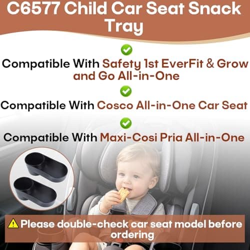 2-Pack #C6577 Child Car Seat Snack Tray with Cup Holder, Compatible with Safety 1st EverFit & Grow and Go, Cosco All-in-One, Maxi-Cosi Pria Car Seat, Dishwasher Safe, BPA-Free — view 3