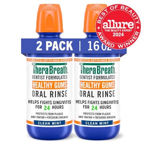 TheraBreath Healthy Gums Oral Rinse, Antigingivitis, Clean Mint Flavor, Dentist Formulated to Help Prevent Gingivitis and Support Gum Health, Alcohol Free, 16 Fl Oz (Pack of 2) — view 7