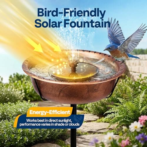 VIVOHOME Bird Bath with Solar Fountain for Outside, Weather-Resistant ABS Birdbath Bowl with Solar Powered Pump, Metal Ground Stake for Outdoor, Garden, 1.45 Gallons, Bronze — view 2