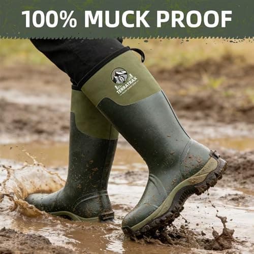 TerraTrax Men's Winter Rubber Boots & Heavy Duty Work Boot, Waterproof Insulated Muck Rain Boots for Snow, Farm, Hunting & Ice Fishing (Sub-Zero Cold Rated),Black 10 — view 6