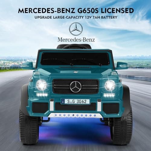 JOYLDIAS Kids Ride On Cars, Licensed Mercedes-Benz Maybach G650S, 12V7AH Battery Powered Toy Electric Car for Kids W/LED Underglow Lights,Remote Control,2 Motors,3 Speeds,Music,Bluetooth,Peacock Blue