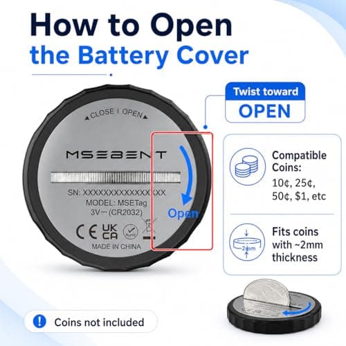 MSEBENT Tracker Tag - 2 Pack [Apple MFi Certified] Bluetooth Trackers Works with Apple Find My (iOS Only) - IP67 Waterproof Item Finders | Track Keys, Wallet, Luggage, Backpack — view 2