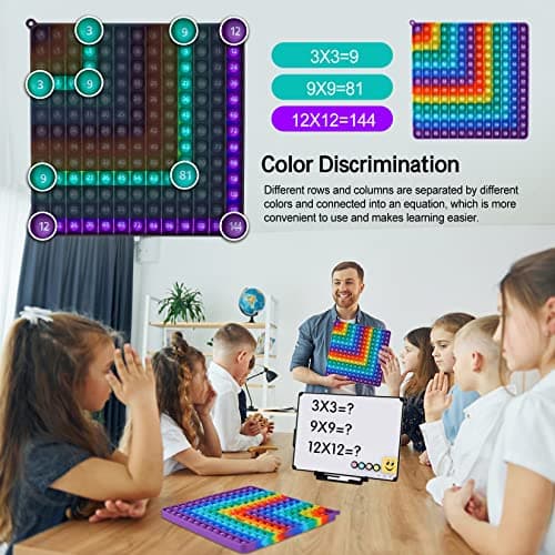 EK-Memory-fish Multiplication Game Table Digital Multiplication Board Game, Addition and Multiplication in One, Rainbow Dimple Fingertip Toy, Create Stress-Relieving Math Manipulation (1 Piece) — view 5
