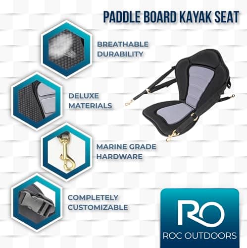 Roc Inflatable Stand Up Paddle Board 10' 6" with Premium SUP Paddle Board Accessories, Wide Stable Design, Non-Slip Comfort Deck for Youth & Adults (Black w/Kayak Seat) — view 3