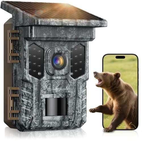 VIDVIS Trail Cameras-4K 64MP Game Cam with Night Vision Motion Activated Waterproof IP66, WiFi Solar Power 0.2s Trigger Trail Cam with 850nm Infrared LEDs, Wildlife Camera (Micro SD Card Not Included)