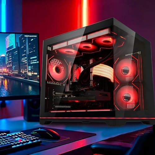 HELLOLAND Ocean Park Gaming PC Desktop- AMD Ryzen 7 9800X3D 8-Core 4.7GHz- RX 9070 XT 16GB- 32GB DDR5 6000MHz RAM-1TB PCIe SSD- 850W PSU- 360mm AIO & APP RGB Fan Control- WiFi + BT - Win 11 -Black — view 7