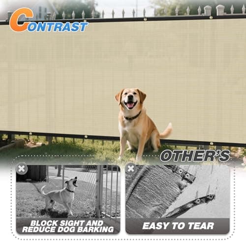 TANG 4' x 25' Beige Tan Privacy Fence Screen Temporary Fence Screen Heavy Duty Windscreen Fence Netting Fence Covers Privacy Blockage Excellent Airflow for Backyard Garden School — view 3
