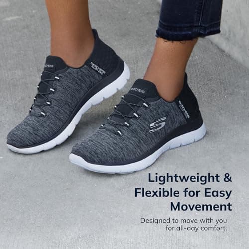 Skechers Women's Summits Hands-Free Slip-Ins – Memory Foam Insole, Heel Pillow, Vegan Materials Sneaker, Black White, 8.5 — view 3