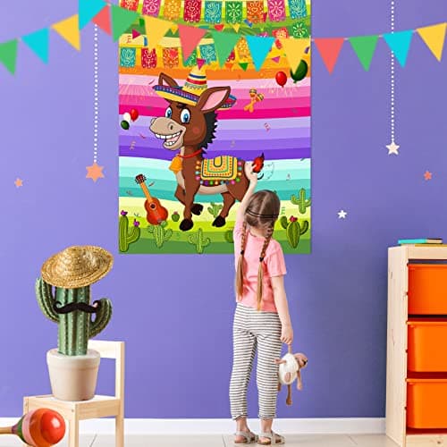 ASTARON Pin The Tail on The Donkey Mexican Donkey Game for Cinco De Mayo Party, Mexican Party Fiesta Themed Party, Kids Birthday Supplies — view 5