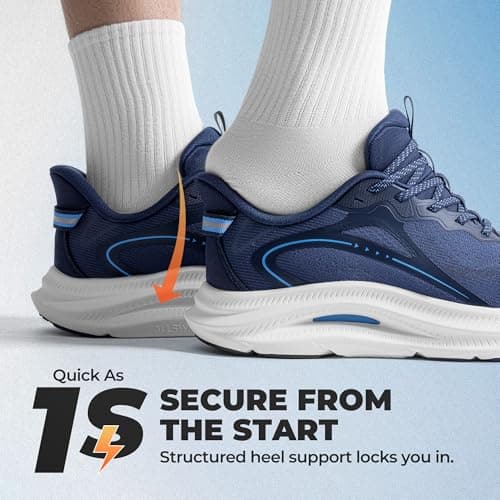 ALLSWIFIT Men's Slip On Stability Support Walking Shoes Coushioning Non Slip Breathable Comfortable Cross Trainer Workout StediCore Running Gym Fashion Sneaker,Size 10.5,Blue,SARS26011M — view 6