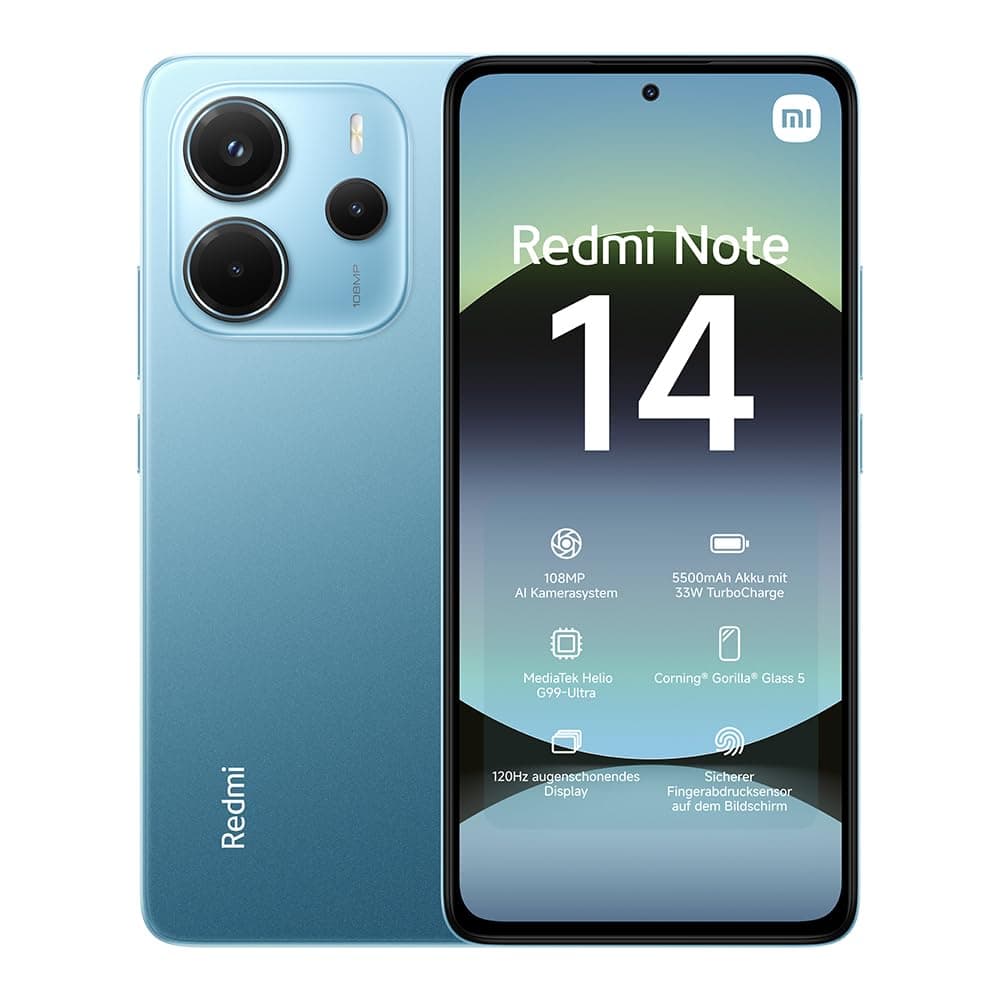 Xiaomi Redmi Note 14 smartphone, 6+128GB, green, 108MP AI camera system, 5500mAh battery, 120Hz eye-care display, AI features (no charger included), 2 year Warranty — view 20
