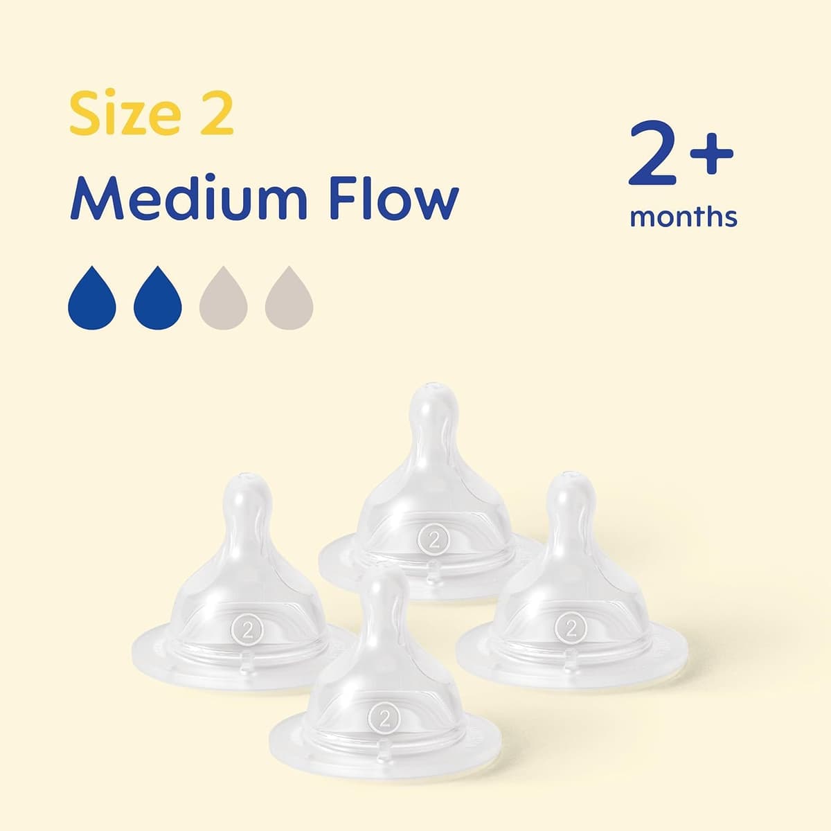 MAM Teats Size 2 | 4 Pack | Medium Flow | Fits All MAM Bottles | Suitable from 2+ Months | Made from SkinSoft Silicone | Baby Accessories for Newborn — view 2