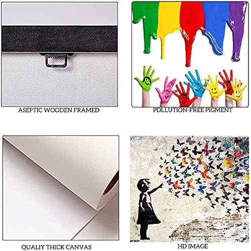Banksy Wall Art Graffiti Street Giclee Canvas Paintings Poster and Prints Kid Graffiti Wall Pictures girl Figure Street Graffiti Picture Artwork Modern Framed Art for Home Wall Decor -24" Wx36 H — view 6