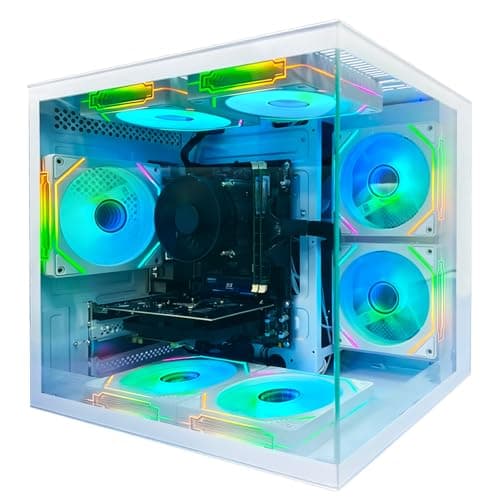 Qehi Prebuilt Desktop PC,Core i7 Processor Up to 4.0GHZ | 16G RAM | 256G SSD | WiFi 6 | 7 RGB Fans | Ready to use Computer Tower for Home and Office-White — view 4