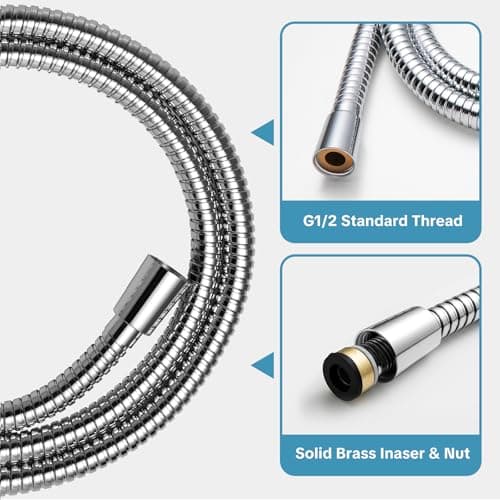OFFO Shower Slide Bar Combo, 620mm（24 in） Segmental Slide Bar with 6-Mode High Pressure Handheld Shower Head and 60 in Stainless Steel Hose, Chrome — view 4