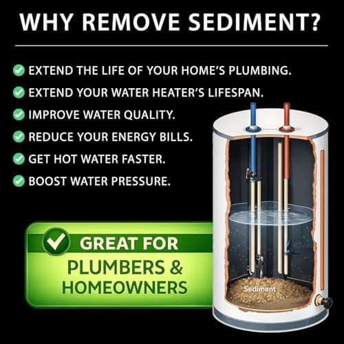 EZVac Sediment Gone™ Water Heater Sediment Removal Tool – Flushes, Cleans & Breaks Up Sediment Clogs in Electric or Gas Water Heaters – Easy DIY Water Heater Cleaning Tool — view 2