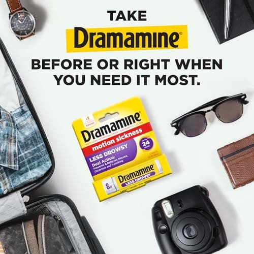 Dramamine Motion Sickness Less Drowsy, Travel Vial, Multicolor, 8 Count — view 2