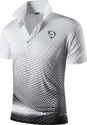 jeansian Men's Short Sleeve Fit Sport Polo Tee Shirts T-Shirts Tshirt Tops Poloshirt Golf Tennis Pickleball LSL195_WhiteBlack_XL — view 3