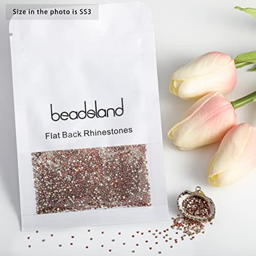 Beadsland 1440 Pieces Flat Back Crystal Rhinestones Round Gems,Amber,SS3,1.2-1.4mm — view 4