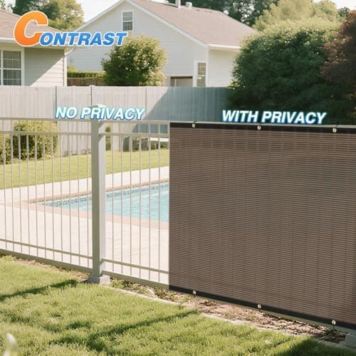 TANG Fence Privacy Screen Brown 4 Feet x 20 Feet Outdoor Shade Cloth with Grommets, 150 GSM Temporary Fence Cover with Zipties Mesh Netting Fences Blockage for Backyard Garden Patio Chain Link