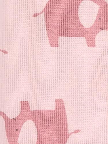 Simple Joys by Carter's Girls' Baby 2-Pack 2-Way Zip Thermal Footed Sleep and Play, Ivory, Floral/Elephants, Newborn