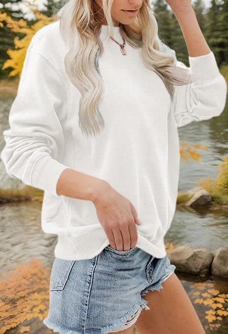Sudadera casual de manga larga para mujer, cuello redondo, ajuste relajado — view 2