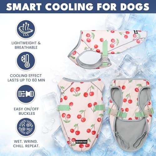 Spark Paws Dog Cooling Vest - SPF 50 UV Sun Protection - Summer Heat Relief Gear for Dogs, Lightweight, Evaporative Cooling - Dog Anxiety Relief Vest During Hot Days - Cherries - Size L — view 3