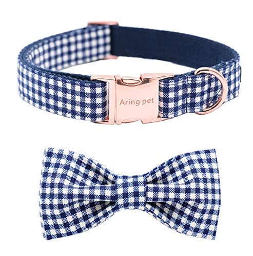 ARING PET Bowtie Dog Collars Adjustable Collar with Bow Tie for Puppy Small Medium Large Boy Girl Dogs-Size M Length 13.5-22"