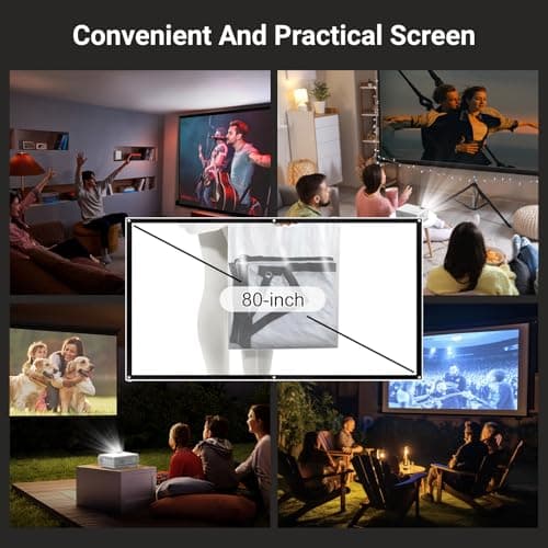 【Projector Screen Included】 1080P Mini Projector with Two-Way Bluetooth, 50% Zoom, Portable Outdoor Movie Projecteur, Compatible with TV Stick, Video Games, HDMI, USB, Smartphone — view 3