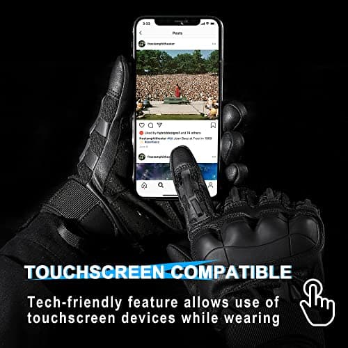 WTACTFUL Touch Screen Motorcycle Tactical Gloves for Men Airsoft Paintball MTB Bike Cycling Cross-Country Motorbike ATV Hunting Hiking Riding Driving Work Outdoor Full Finger Gloves M Black — view 2
