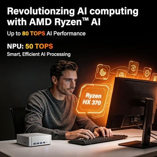 GEEKOM A9 Max High AI Productivity Mini PC,AMD Ryzen AI 9 HX 370(80 Tops)|DDR5|1TB SSD+32GB RAM|Copilot+ PC|Win 11 Pro|WiFi 7|BT 5.4|USB4.0|HDMI 2.1|8K Video Editing|for Business&Gaming＆3D Rendering — view 3