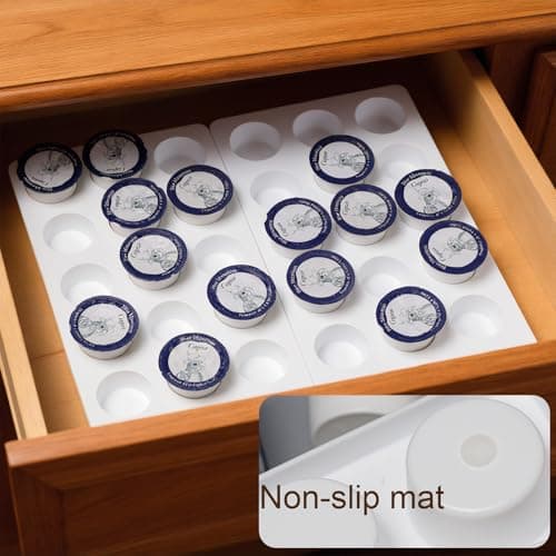 RMAIEYOO Coffee Pod Storage Organizer for Kitchen Drawer, Holds 36 K Cup Pods, Premium Plastic Tray with Non-Slip Mat, Space-Saving Drawer Organizer for Keurig Coffee Capsules — view 5